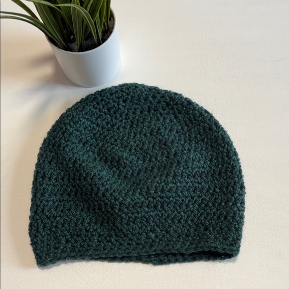 Hand Made Deep Sea Green Cotton Yarn Mens Beanie - Picture 3 of 7